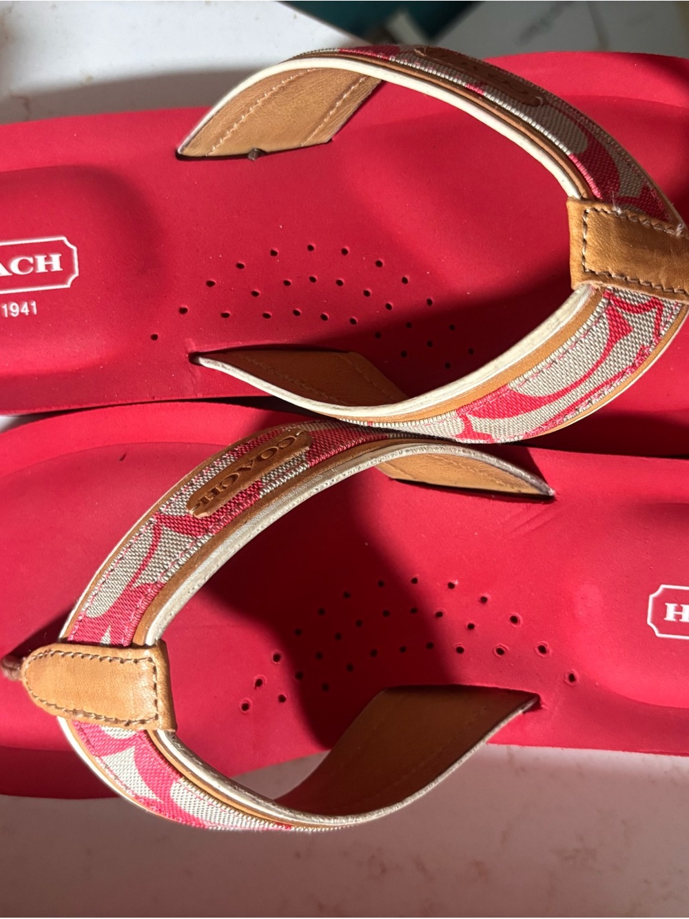 Coach Red Flip Flops women size 9